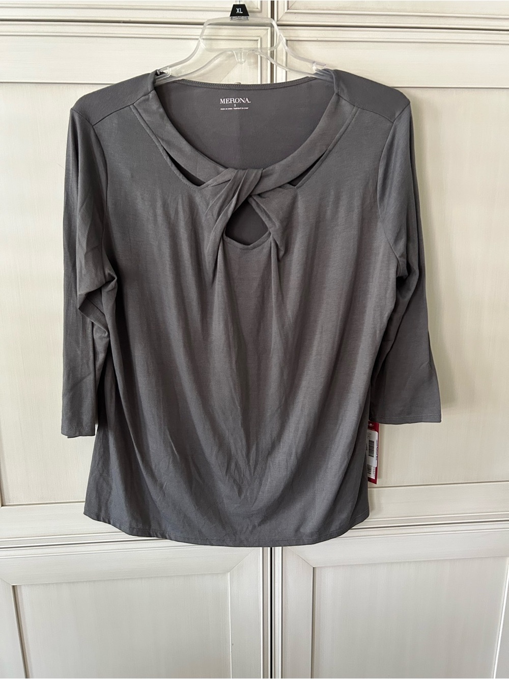 Merona Charcoal Twist-Keyhole Long Sleeve Tee